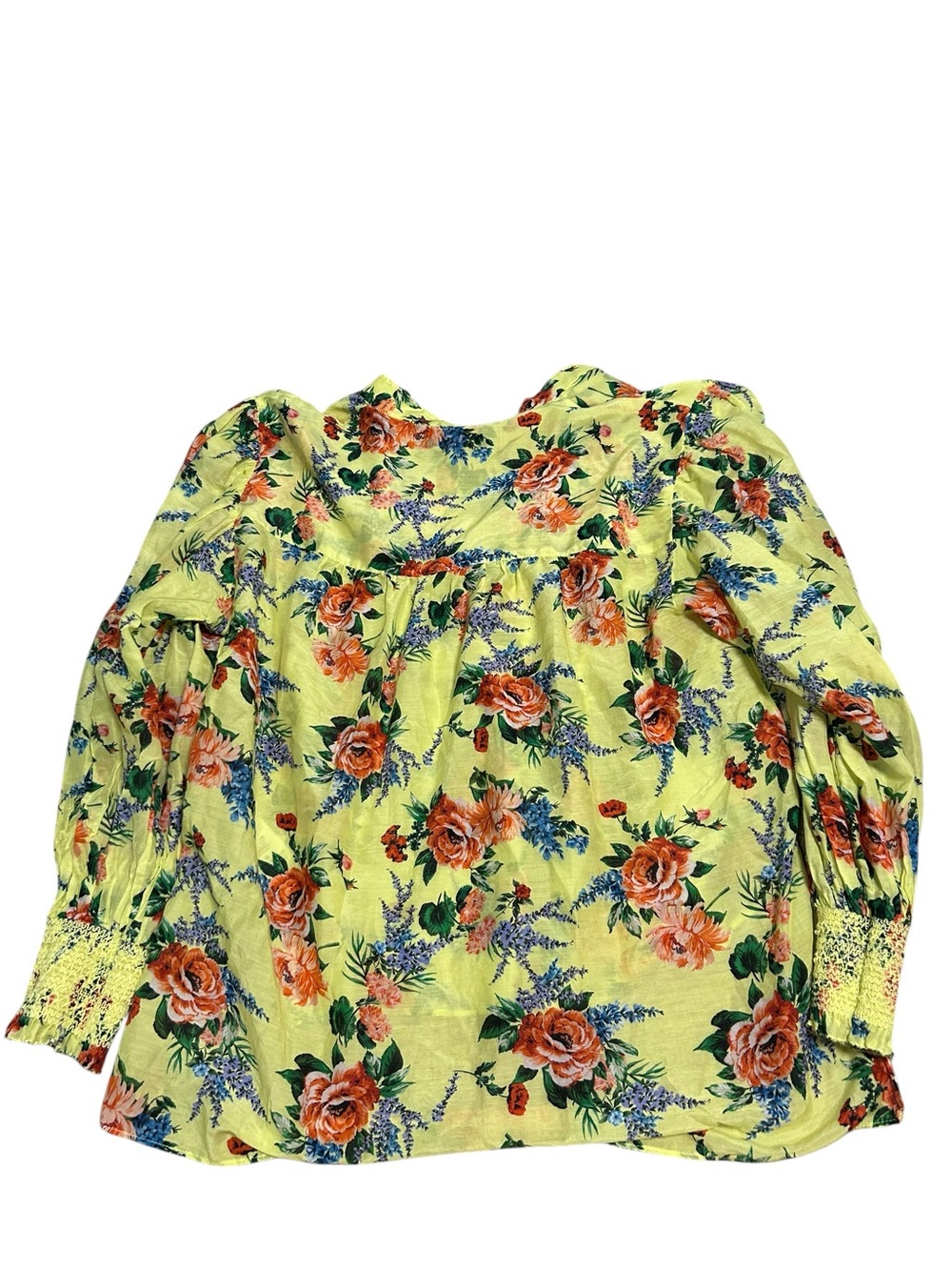 Alice + Olivia Serena yellow floral silk blend top size medium peasant boho - Picture 4 of 9